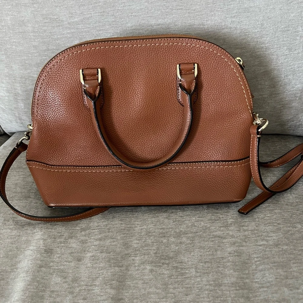 kate spade Brown Pebbled Leather Dome Satchel with Tassel